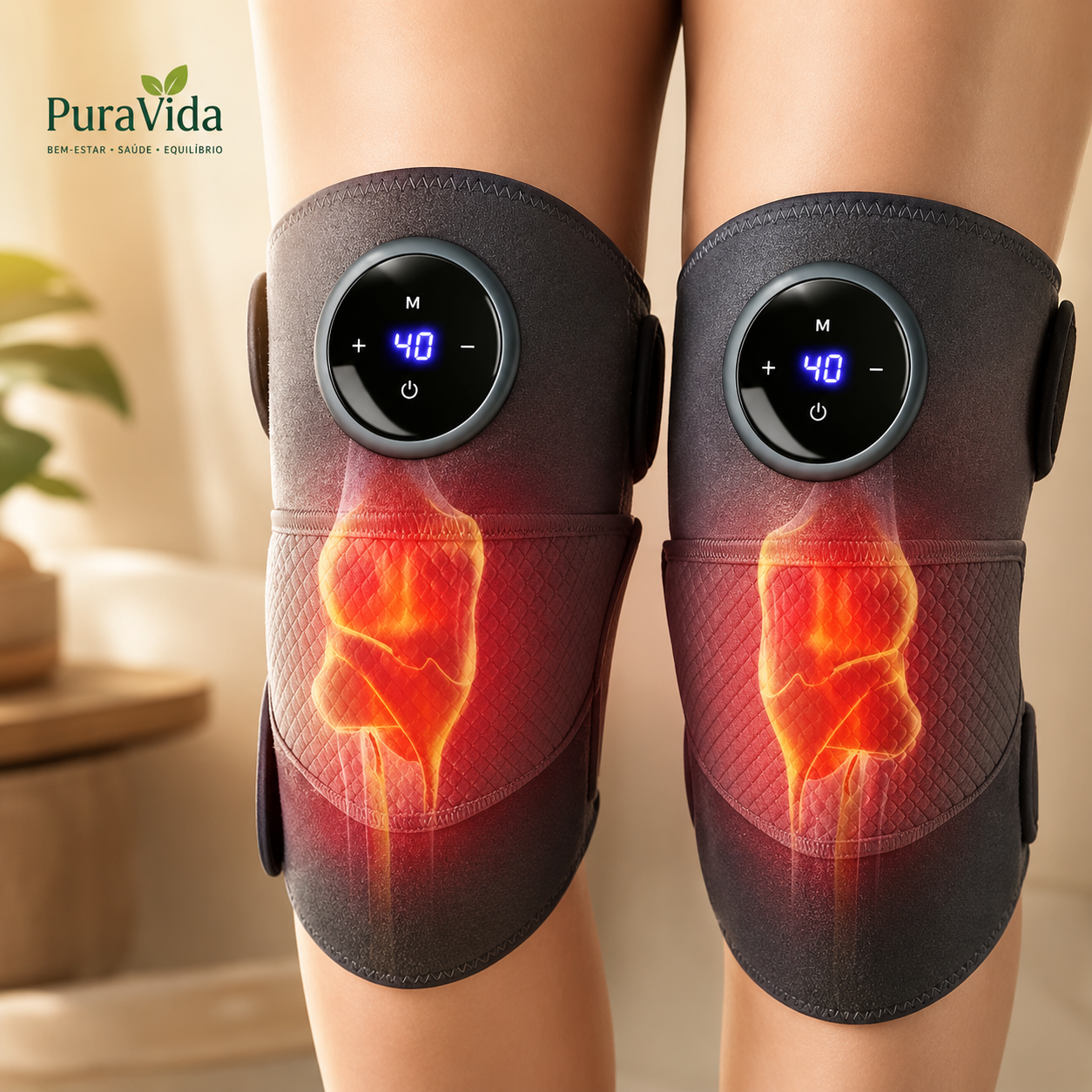 Joelheira Massageadora Inteligente com Aquecimento Puravida